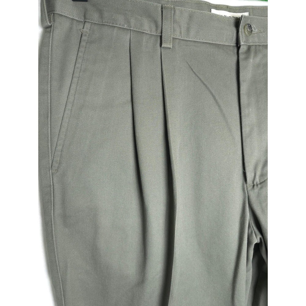 Roundtree & Yorke Mens Green Pleated Front Cotton Pants Trousers Size 36x31 - Picture 5 of 6
